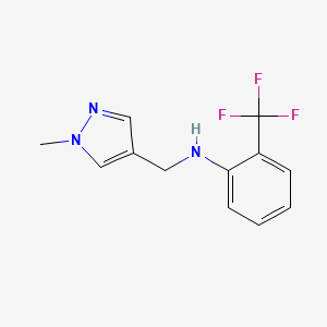 molecular formula C12H12F3N3 B2993108 N-[(1-methyl-1H-pyrazol-4-yl)methyl]-2-(trifluoromethyl)aniline CAS No. 1006466-09-6