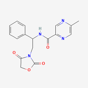 molecular formula C17H16N4O4 B2993109 N-(2-(2,4-dioxooxazolidin-3-yl)-1-phenylethyl)-5-methylpyrazine-2-carboxamide CAS No. 2034404-13-0