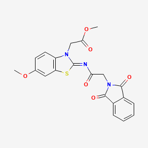molecular formula C21H17N3O6S B2993110 (Z)-methyl 2-(2-((2-(1,3-dioxoisoindolin-2-yl)acetyl)imino)-6-methoxybenzo[d]thiazol-3(2H)-yl)acetate CAS No. 865199-95-7