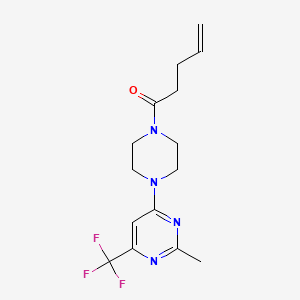 molecular formula C15H19F3N4O B2993116 1-(4-(2-甲基-6-(三氟甲基)嘧啶-4-基)哌嗪-1-基)戊-4-烯-1-酮 CAS No. 2034412-60-5