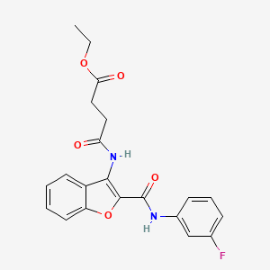 molecular formula C21H19FN2O5 B2993122 Ethyl 4-((2-((3-fluorophenyl)carbamoyl)benzofuran-3-yl)amino)-4-oxobutanoate CAS No. 887879-25-6