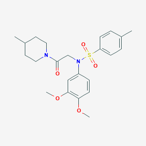 molecular formula C23H30N2O5S B299313 N-(3,4-dimethoxyphenyl)-4-methyl-N-[2-(4-methylpiperidin-1-yl)-2-oxoethyl]benzenesulfonamide 