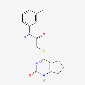 molecular formula C16H17N3O2S B2993143 N-(3-甲基苯基)-2-[(2-氧代-1,5,6,7-四氢环戊[d]嘧啶-4-基)硫代]乙酰胺 CAS No. 946217-32-9