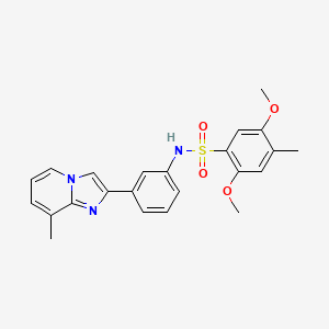 molecular formula C23H23N3O4S B2993147 2,5-dimethoxy-4-methyl-N-(3-{8-methylimidazo[1,2-a]pyridin-2-yl}phenyl)benzene-1-sulfonamide CAS No. 873587-47-4