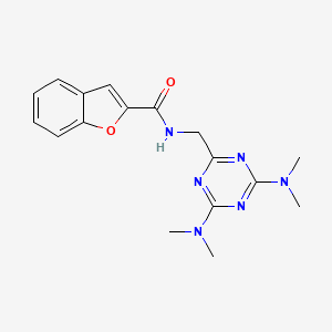 molecular formula C17H20N6O2 B2993152 N-((4,6-bis(dimethylamino)-1,3,5-triazin-2-yl)methyl)benzofuran-2-carboxamide CAS No. 2034426-48-5