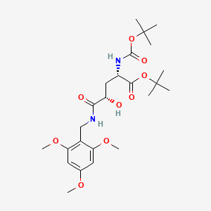 molecular formula C24H38N2O9 B2993160 (2S,4S)-tert-butyl 2-((tert-butoxycarbonyl)amino)-4-hydroxy-5-oxo-5-((2,4,6-trimethoxybenzyl)amino)pentanoate CAS No. 1262523-62-5