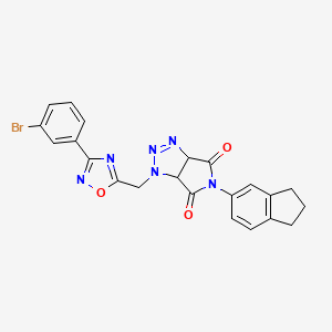 1-((3-(3-bromophenyl)-1,2,4-oxadiazol-5-yl)methyl)-5-(2,3-dihydro-1H-inden-5-yl)-1,6a-dihydropyrrolo[3,4-d][1,2,3]triazole-4,6(3aH,5H)-dione