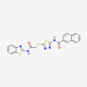 N-(5-((2-(benzo[d]thiazol-2-ylamino)-2-oxoethyl)thio)-1,3,4-thiadiazol-2-yl)-2-naphthamide