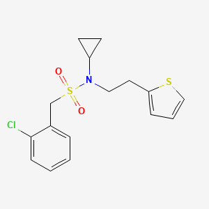 molecular formula C16H18ClNO2S2 B2993163 1-(2-chlorophenyl)-N-cyclopropyl-N-(2-(thiophen-2-yl)ethyl)methanesulfonamide CAS No. 1396846-69-7