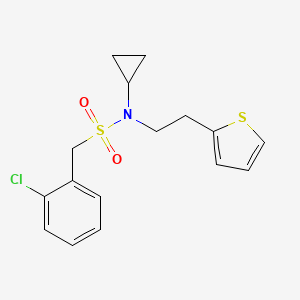 molecular formula C16H18ClNO2S2 B2993163 1-(2-氯苯基)-N-环丙基-N-(2-(噻吩-2-基)乙基)甲磺酰胺 CAS No. 1396846-69-7