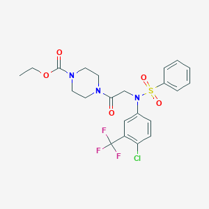 molecular formula C22H23ClF3N3O5S B299317 Ethyl 4-{[4-chloro(phenylsulfonyl)-3-(trifluoromethyl)anilino]acetyl}-1-piperazinecarboxylate 
