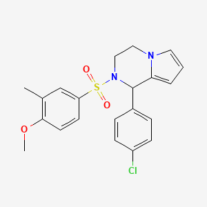 molecular formula C21H21ClN2O3S B2993171 1-(4-Chlorophenyl)-2-((4-methoxy-3-methylphenyl)sulfonyl)-1,2,3,4-tetrahydropyrrolo[1,2-a]pyrazine CAS No. 899739-06-1