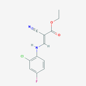 molecular formula C12H10ClFN2O2 B2993174 Ethyl 3-[(2-chloro-4-fluorophenyl)amino]-2-cyanoprop-2-enoate CAS No. 1181467-86-6