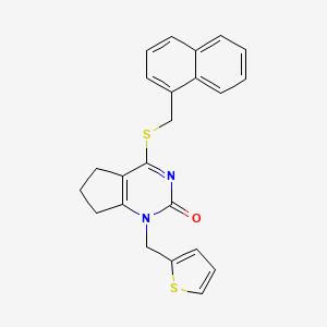 4-((naphthalen-1-ylmethyl)thio)-1-(thiophen-2-ylmethyl)-6,7-dihydro-1H-cyclopenta[d]pyrimidin-2(5H)-one