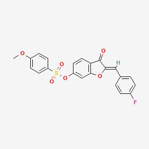 molecular formula C22H15FO6S B2993178 (Z)-2-(4-fluorobenzylidene)-3-oxo-2,3-dihydrobenzofuran-6-yl 4-methoxybenzenesulfonate CAS No. 929514-63-6