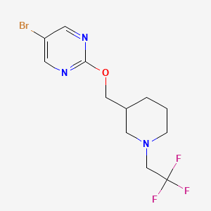 molecular formula C12H15BrF3N3O B2993181 5-Bromo-2-[[1-(2,2,2-trifluoroethyl)piperidin-3-yl]methoxy]pyrimidine CAS No. 2380058-93-3