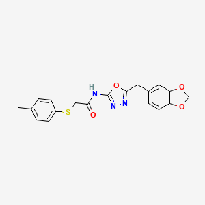 N-(5-(benzo[d][1,3]dioxol-5-ylmethyl)-1,3,4-oxadiazol-2-yl)-2-(p-tolylthio)acetamide