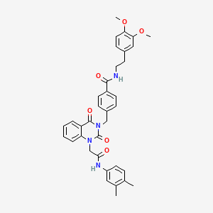 molecular formula C36H36N4O6 B2993189 N-(3,4-二甲氧基苯乙基)-4-((1-(2-((3,4-二甲基苯基)氨基)-2-氧代乙基)-2,4-二氧代-1,2-二氢喹唑啉-3(4H)-基)甲基)苯甲酰胺 CAS No. 931731-68-9