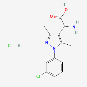 2-amino-2-[1-(3-chlorophenyl)-3,5-dimethyl-1H-pyrazol-4-yl]acetic acid hydrochloride