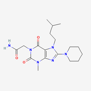 molecular formula C18H28N6O3 B2993194 2-[3-甲基-7-(3-甲基丁基)-2,6-二氧代-8-哌啶-1-基嘌呤-1-基]乙酰胺 CAS No. 313470-19-8