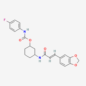 (E)-3-(3-(benzo[d][1,3]dioxol-5-yl)acrylamido)cyclohexyl (4-fluorophenyl)carbamate