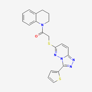 molecular formula C20H17N5OS2 B2993207 1-(3,4-二氢-2H-喹啉-1-基)-2-[(3-噻吩-2-基-[1,2,4]三唑并[4,3-b]哒嗪-6-基)硫代]乙酮 CAS No. 868966-38-5