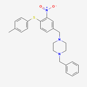 molecular formula C25H27N3O2S B2993214 1-Benzyl-4-{4-[(4-methylphenyl)sulfanyl]-3-nitrobenzyl}piperazine CAS No. 860788-16-5