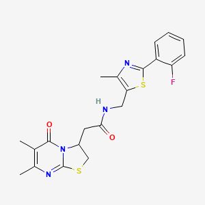 2-(6,7-dimethyl-5-oxo-3,5-dihydro-2H-thiazolo[3,2-a]pyrimidin-3-yl)-N-((2-(2-fluorophenyl)-4-methylthiazol-5-yl)methyl)acetamide