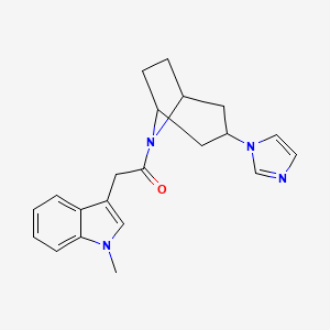 molecular formula C21H24N4O B2993225 1-((1R,5S)-3-(1H-imidazol-1-yl)-8-azabicyclo[3.2.1]octan-8-yl)-2-(1-methyl-1H-indol-3-yl)ethan-1-one CAS No. 2310126-26-0
