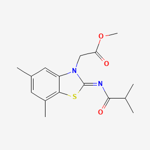 molecular formula C16H20N2O3S B2993229 (Z)-methyl 2-(2-(isobutyrylimino)-5,7-dimethylbenzo[d]thiazol-3(2H)-yl)acetate CAS No. 1164554-33-9