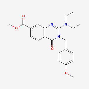 molecular formula C22H25N3O4 B2993233 2-(二乙氨基)-3-[(4-甲氧基苯基)甲基]-4-氧代喹唑啉-7-甲酸甲酯 CAS No. 1112410-28-2