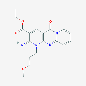 Ethyl 6-imino-7-(3-methoxypropyl)-2-oxo-1,7,9-triazatricyclo[8.4.0.0^{3,8}]tetradeca-3(8),4,9,11,13-pentaene-5-carboxylate