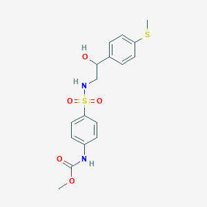 molecular formula C17H20N2O5S2 B2993241 methyl (4-(N-(2-hydroxy-2-(4-(methylthio)phenyl)ethyl)sulfamoyl)phenyl)carbamate CAS No. 1448050-83-6