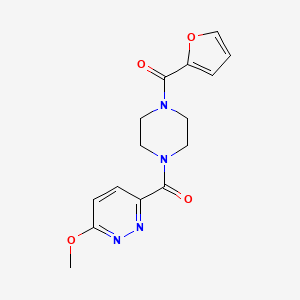 molecular formula C15H16N4O4 B2993246 (4-(呋喃-2-羰基)哌嗪-1-基)(6-甲氧基哒嗪-3-基)甲酮 CAS No. 1286705-98-3