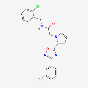 molecular formula C21H16Cl2N4O2 B2993254 N-(2-氯苄基)-2-(2-(3-(3-氯苯基)-1,2,4-恶二唑-5-基)-1H-吡咯-1-基)乙酰胺 CAS No. 1260621-36-0