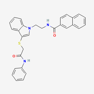 N-(2-(3-((2-oxo-2-(phenylamino)ethyl)thio)-1H-indol-1-yl)ethyl)-2-naphthamide