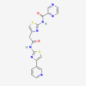 N-(4-(2-oxo-2-((4-(pyridin-3-yl)thiazol-2-yl)amino)ethyl)thiazol-2-yl)pyrazine-2-carboxamide
