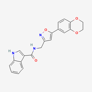 N-((5-(2,3-dihydrobenzo[b][1,4]dioxin-6-yl)isoxazol-3-yl)methyl)-1H-indole-3-carboxamide
