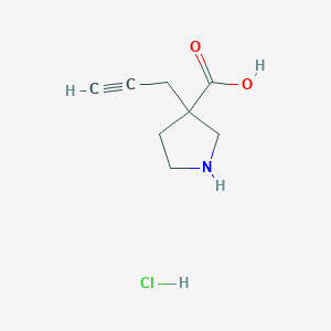 molecular formula C8H12ClNO2 B2993268 3-(Prop-2-yn-1-yl)pyrrolidine-3-carboxylic acid hydrochloride CAS No. 2241141-41-1