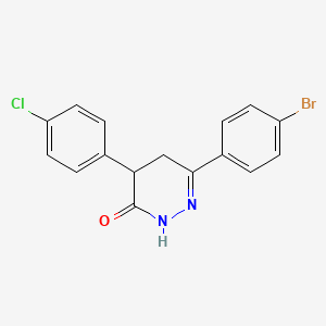 molecular formula C16H12BrClN2O B2993274 6-(4-bromophenyl)-4-(4-chlorophenyl)-4,5-dihydro-3(2H)-pyridazinone CAS No. 344282-69-5