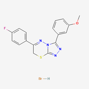 molecular formula C17H14BrFN4OS B2993276 6-(4-fluorophenyl)-3-(3-methoxyphenyl)-7H-[1,2,4]triazolo[3,4-b][1,3,4]thiadiazine hydrobromide CAS No. 1179441-48-5