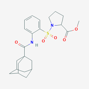 molecular formula C23H30N2O5S B299328 Methyl 1-({2-[(1-adamantylcarbonyl)amino]phenyl}sulfonyl)-2-pyrrolidinecarboxylate 