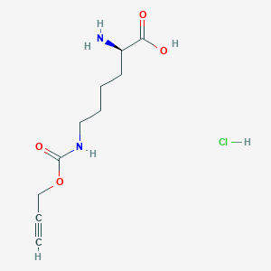 molecular formula C10H17ClN2O4 B2993283 (R)-2-amino-6-(((prop-2-yn-1-yloxy)carbonyl)amino)hexanoic acid hydrochloride CAS No. 1994327-93-3
