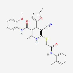 5-cyano-N-(2-methoxyphenyl)-2-methyl-4-(5-methylfuran-2-yl)-6-({2-[(2-methylphenyl)amino]-2-oxoethyl}sulfanyl)-1,4-dihydropyridine-3-carboxamide