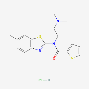 molecular formula C17H20ClN3OS2 B2993286 N-(2-(dimethylamino)ethyl)-N-(6-methylbenzo[d]thiazol-2-yl)thiophene-2-carboxamide hydrochloride CAS No. 1216483-54-3