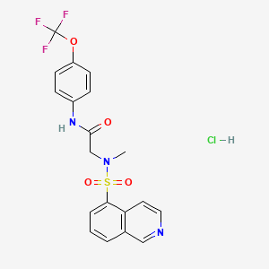 molecular formula C19H17ClF3N3O4S B2993287 2-(N-methylisoquinoline-5-sulfonamido)-N-(4-(trifluoromethoxy)phenyl)acetamide hydrochloride CAS No. 1216781-18-8