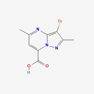 molecular formula C9H8BrN3O2 B2993288 3-Bromo-2,5-dimethylpyrazolo[1,5-a]pyrimidine-7-carboxylic acid CAS No. 937601-34-8