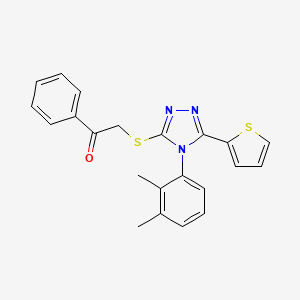 molecular formula C22H19N3OS2 B2993289 2-[[4-(2,3-Dimethylphenyl)-5-thiophen-2-yl-1,2,4-triazol-3-yl]sulfanyl]-1-phenylethanone CAS No. 637326-10-4