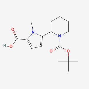 molecular formula C16H24N2O4 B2993290 5-(1-(tert-Butoxycarbonyl)piperidin-2-yl)-1-methyl-1H-pyrrole-2-carboxylic acid CAS No. 2172503-64-7