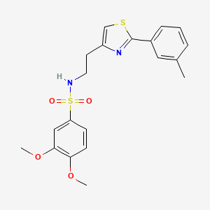 molecular formula C20H22N2O4S2 B2993296 3,4-dimethoxy-N-(2-(2-(m-tolyl)thiazol-4-yl)ethyl)benzenesulfonamide CAS No. 896607-18-4